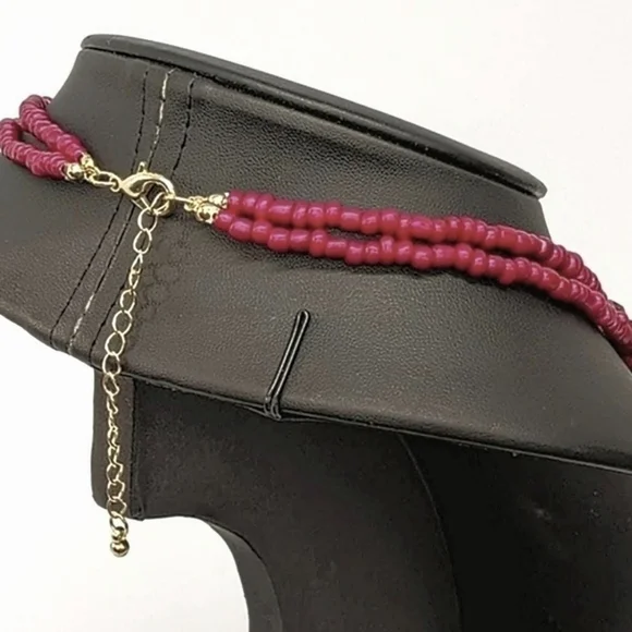 Vintage Designer Necklace - Shimmering Berry Crystal Double Strand - Picture 4 of 4